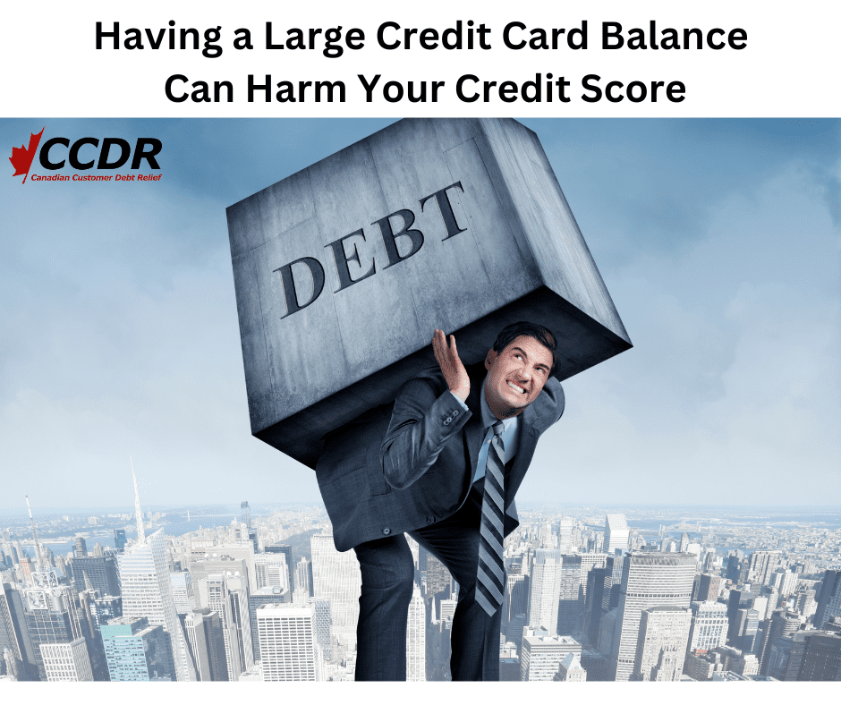 Carrying a large credit card balance can hurt your credit